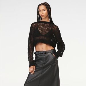 Zara Black Open-Knit Women's Sweater